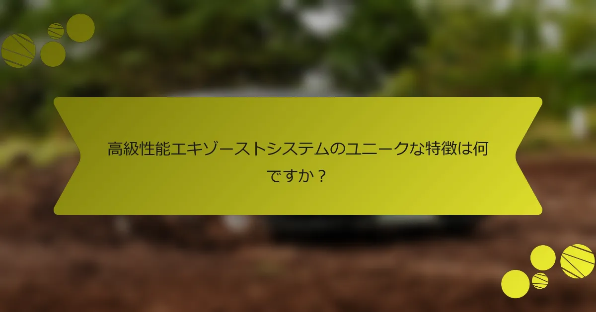 高級性能エキゾーストシステムのユニークな特徴は何ですか？
