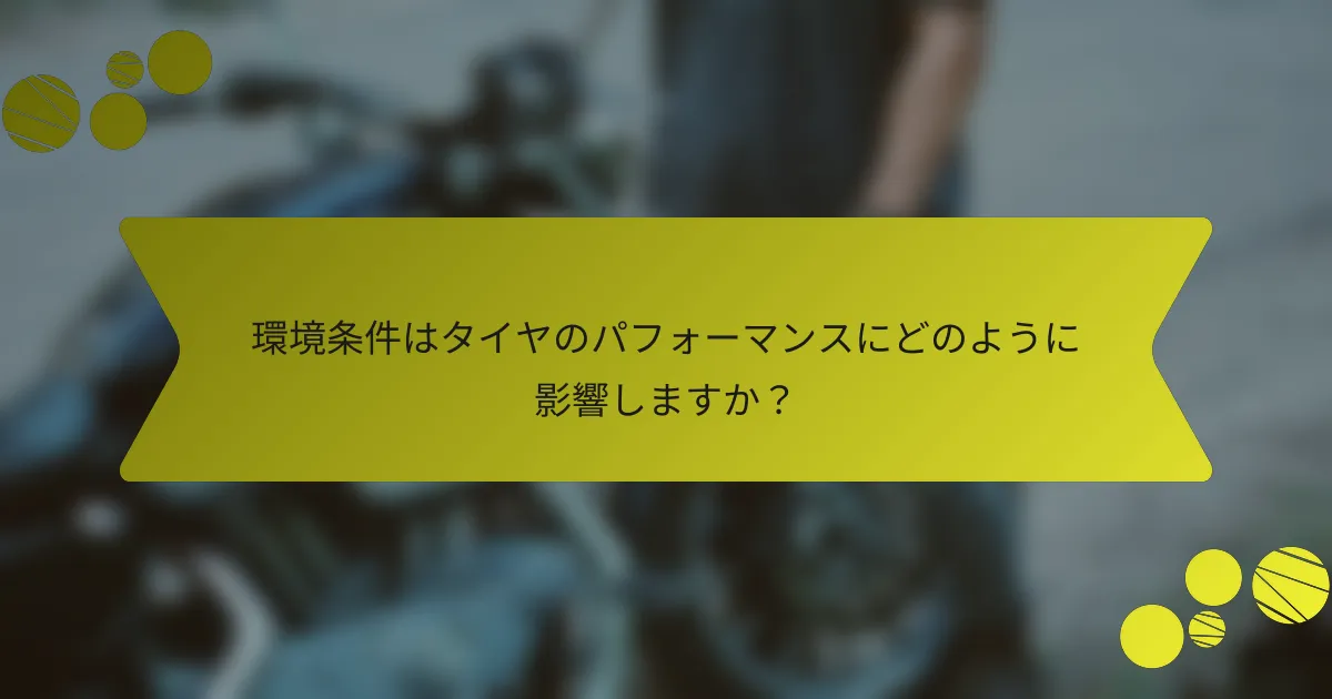 環境条件はタイヤのパフォーマンスにどのように影響しますか？
