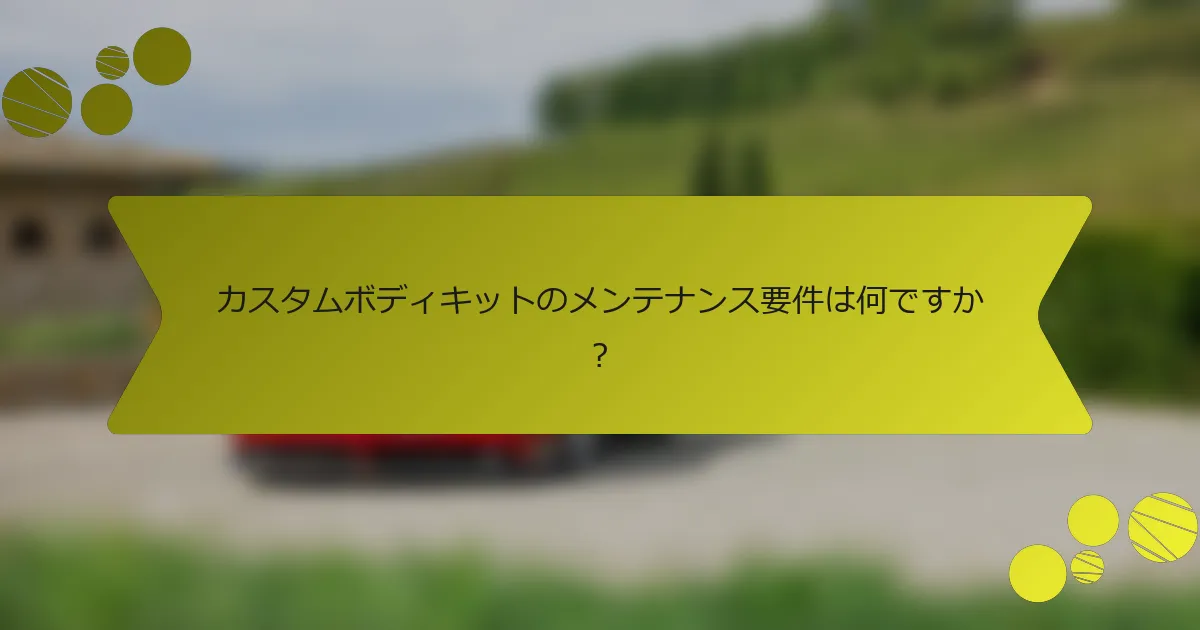 カスタムボディキットのメンテナンス要件は何ですか？