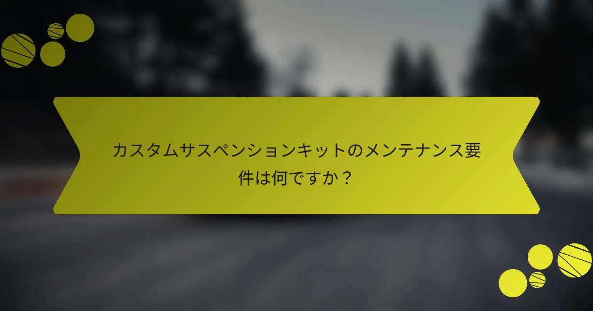 カスタムサスペンションキットのメンテナンス要件は何ですか？