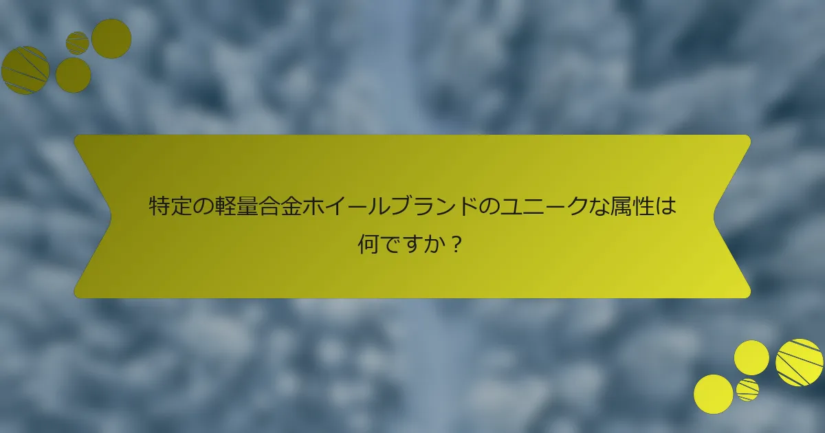 特定の軽量合金ホイールブランドのユニークな属性は何ですか？