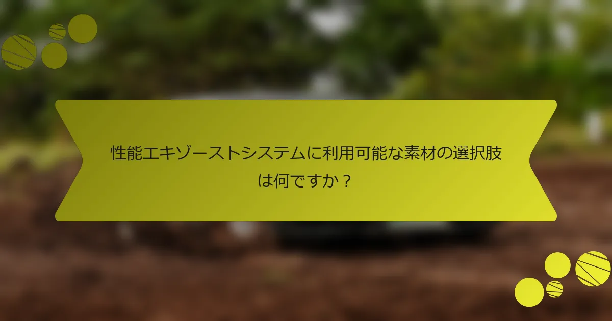 性能エキゾーストシステムに利用可能な素材の選択肢は何ですか？